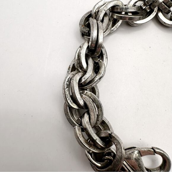Chunky Heavy Unisex Bracelet Silver tone link  Boho Bohemian Festivalwear - Picture 3 of 10